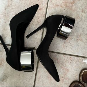 ALLSAINTS silver belt bangle wrap dress shoes cuff heels bangle ankle pumps sexy